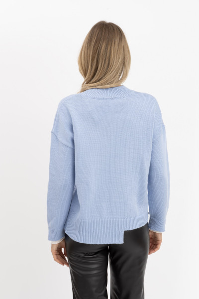 В'язаний джемпер з асиметричним низом блакитного кольору 24207500