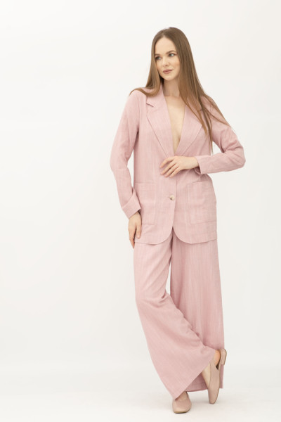 Лляний однобортний жакет рожевий Меларі 12