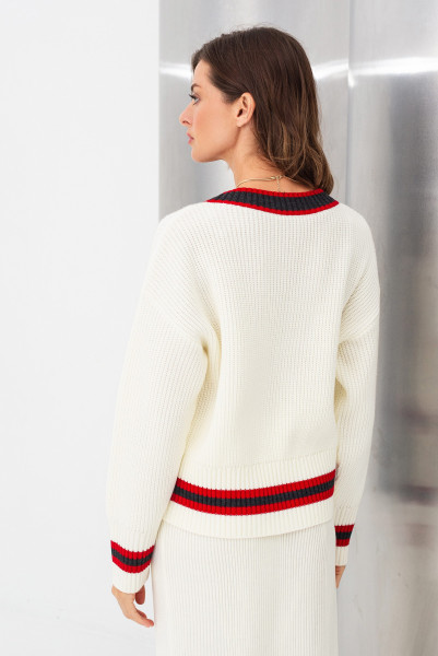 Кардиган  молочного кольору з вмістом вовни 24227000