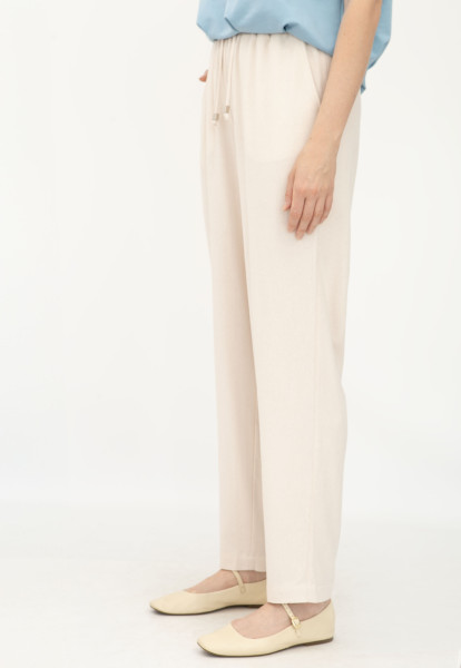 Жіночі літні штани з льону вільного силуету бежеві Бронд 08