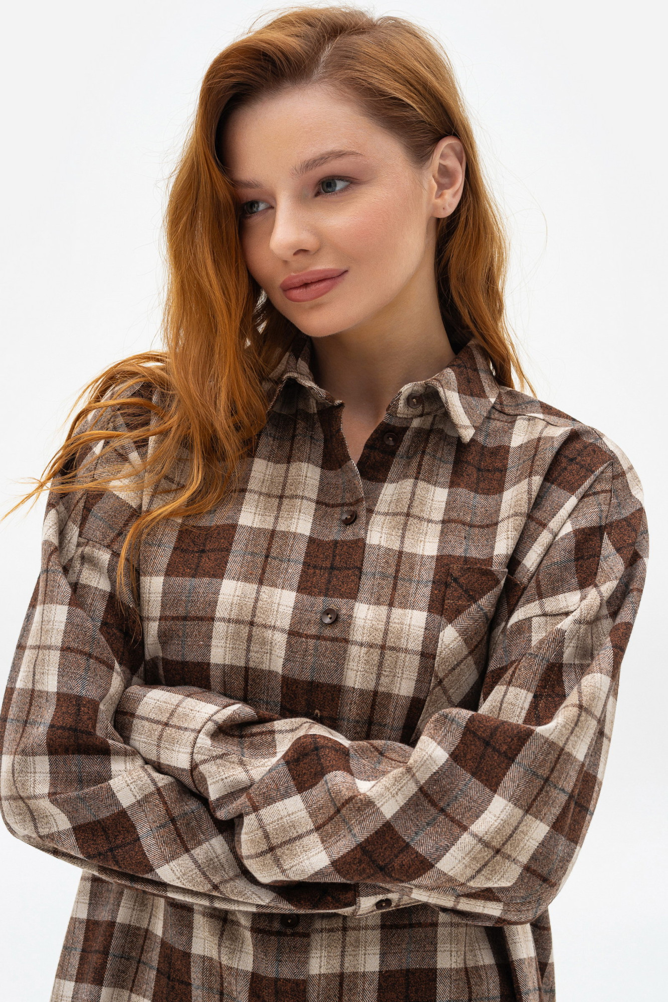 Сорочка в клітинку коричневого кольору Шаделі 11