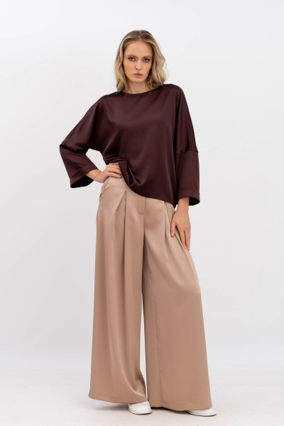 Жіноча шовкова блуза коричневого кольору Нісса 101