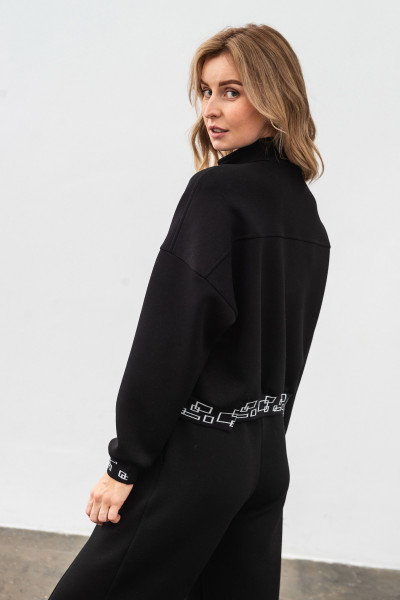 Куртка-бомбер з трикотажу вільного силуету чорного  кольору Нембус 04