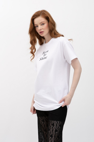 Біла трикотажна футболка вільного крою з круглою горловиною Мірана 10