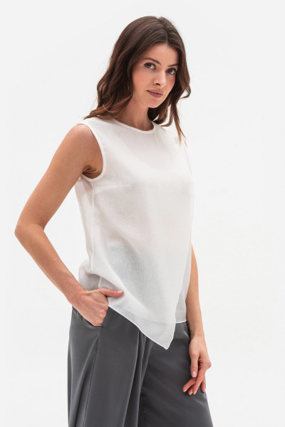 Літня блуза прямого крою без рукавів білого кольору Гріджи 1