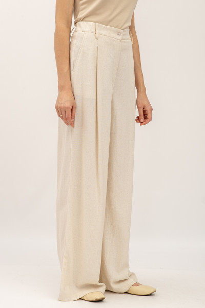 Лляні брюки палаццо бежевого кольору Естрія 02
