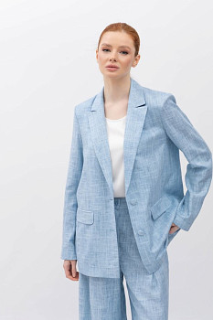 Лляний однобортний жакет блакитного кольору Естрія 003