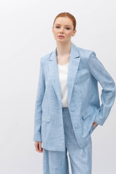 Лляний однобортний жакет блакитного кольору Естрія 003