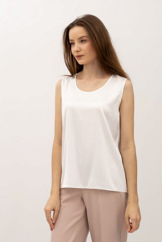 Сатинова жіноча майка молочна прямого силуету Донато 06