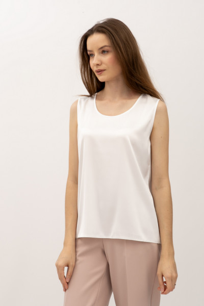 Сатинова жіноча майка молочна прямого силуету Донато 06