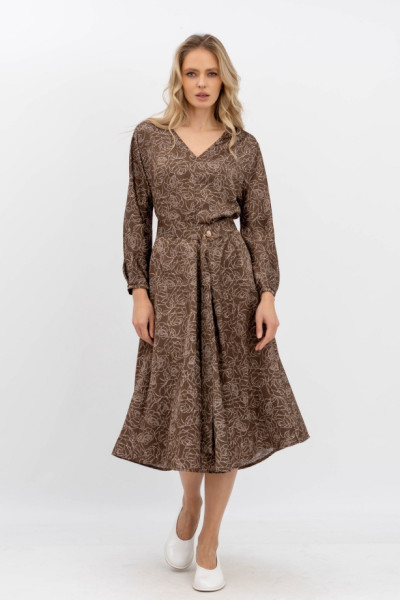 Шифонова сукня міді довжини коричневого кольору Кілена 02
