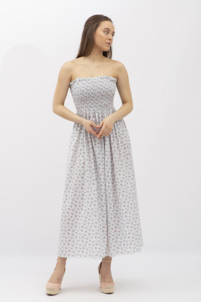 Сукня міді в квітку з корсетною частиною Магді 01 Сукня міді в квітку з корсетною частиною Магді 01