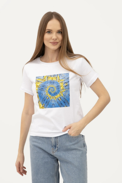 Трикотажна футболка жіноча молочного кольору Майлен 15