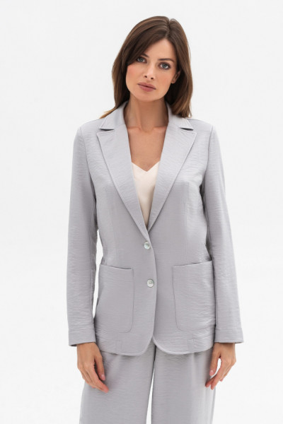 Однобортний шовковий жакет сірого  кольору Віград 33