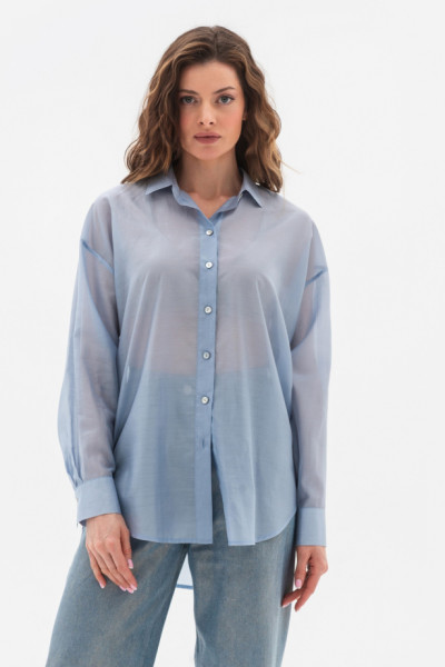 Блуза сорочка блакитного кольору Далена 01