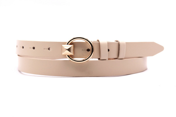 Ремінь жіночий з натуральної цільної шкіри бежевого кольору 525/120