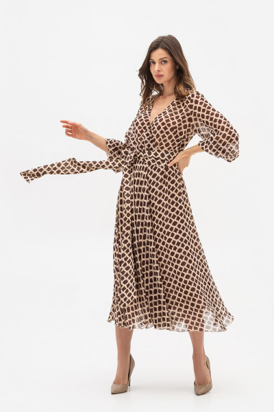 Шифонова сукня з V-подібним вирізом  коричневого кольору Талена 1