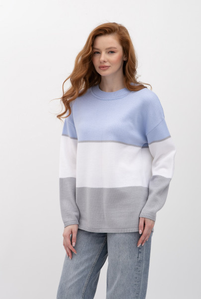 Базовий джемпер вільного крою блакитного  кольору 25207901