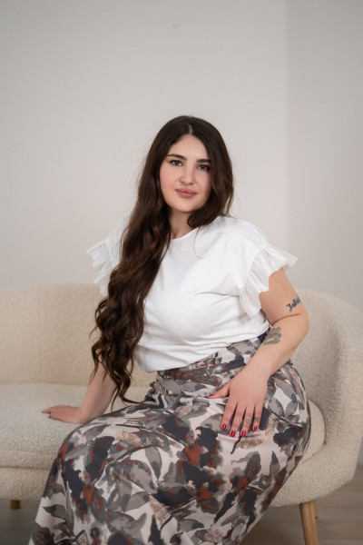 Спідниця -трапеція довжини міді коричневого кольору Омарі