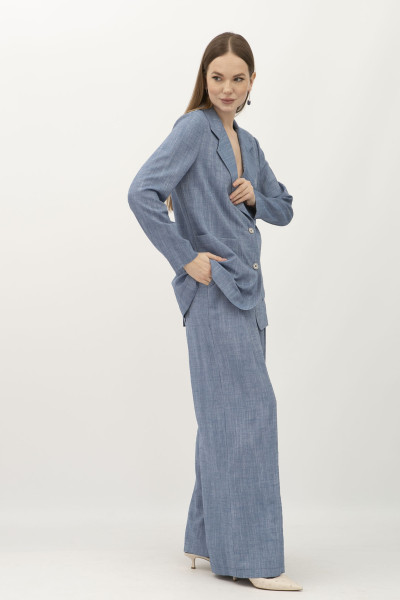 Лляний однобортний жакет синій Меларі 1