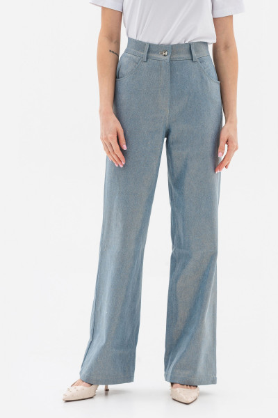 Брюки вільного та прямого крою з натуральної бавовни золотистого кольору Локара 01