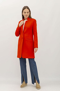 Класичне пальто коралового кольору напівприлеглого силуету Клєра