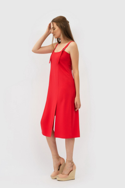 Червоний літній сарафан з вмістом льону Алімія Червоний літній сарафан з вмістом льону Алімія