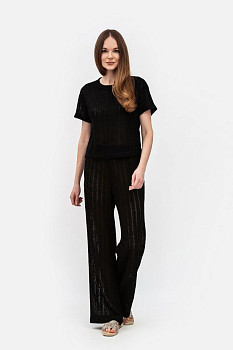 Брюки трикотажні вільного силуету чорного кольору Екліна 02