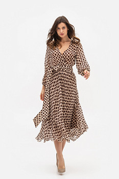 Шифонова сукня з V-подібним вирізом  коричневого кольору Талена 1