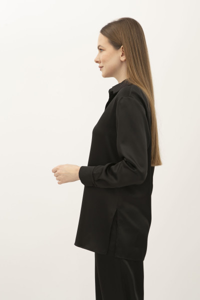 Костюм з сатину блуза та штани чорного кольору Маніла 01 Костюм з сатину блуза та штани чорного кольору Маніла 01