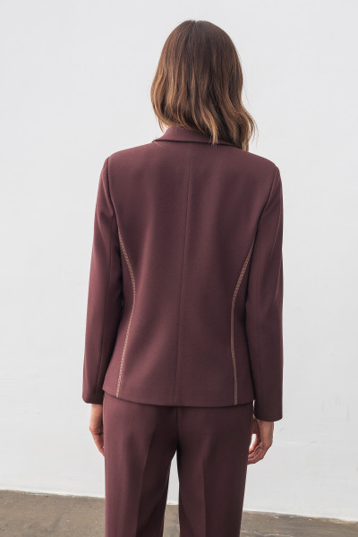 Однобортний жакет коричневого кольору з накладними кишенями Мішель