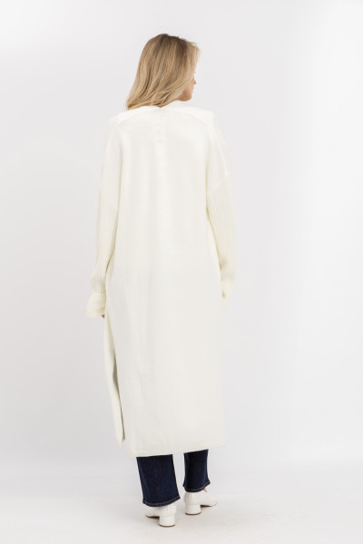 Довгий в'язаний кардиган молочного кольору 92573