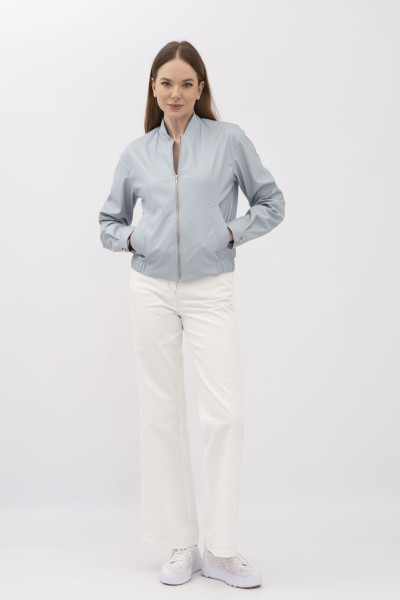 Блакитна куртка з екошкіри коротка Дорея 02