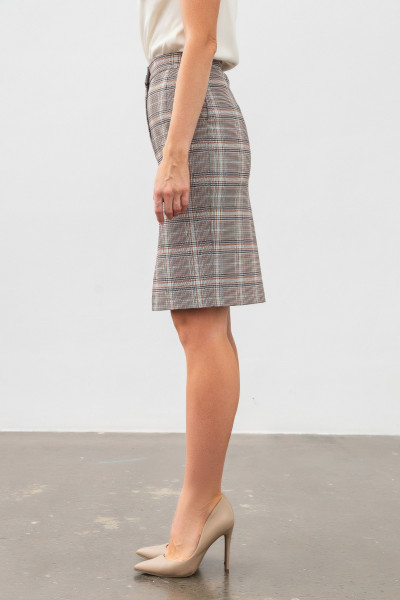 Спідниця завужена до коліна в клітинку сіра Лім 01