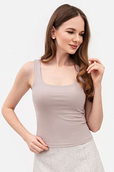 Майка з глибоким вирізом кольору капучино 25101003