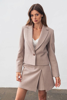 Жакет однобортний бежевого кольору вкорочений Оріел 01