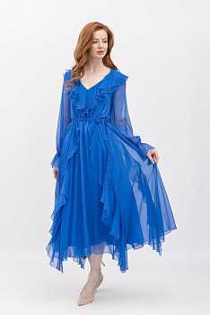 Шифонова сукня синього кольору Нірела 03 Шифонова сукня синього кольору Нірела 03
