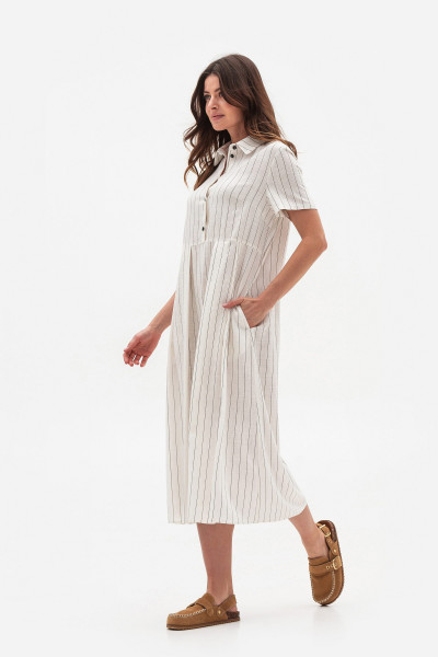 Лляна сукня довжини міді молочного кольору Галекс Лляна сукня довжини міді молочного кольору Галекс