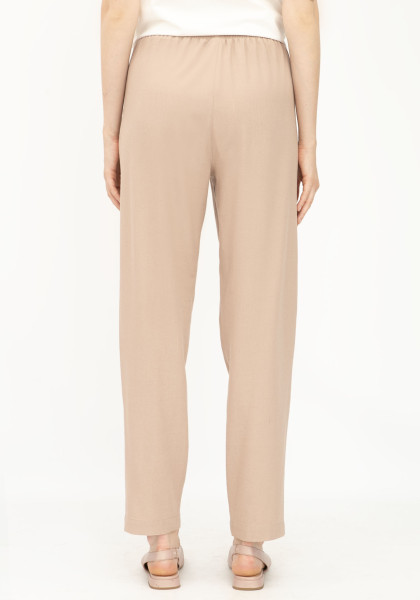 Жіночі літні штани з льону вільного силуету коричневі Бронд 07