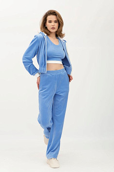 Костюм-трійка із велюру блакитного кольору Лєція 00