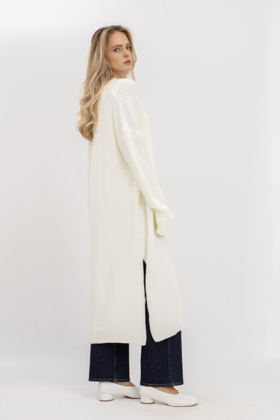 Довгий в'язаний кардиган молочного кольору 92573