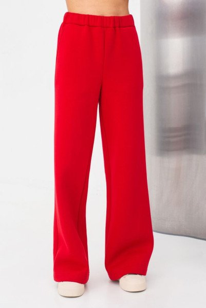 Червоні штани з трикотажу вільного силуету Жалін