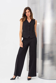 Брюки з костюмної тканини чорного кольору прямі Таліса 02