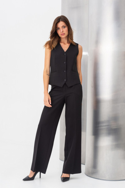 Брюки з костюмної тканини чорного кольору прямі Таліса 02
