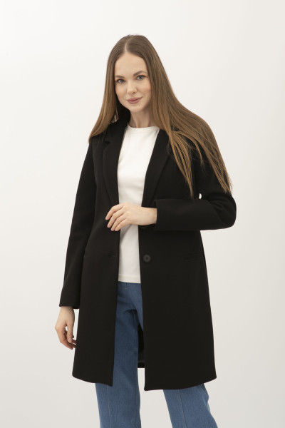 Пальто чорне напівприлеглого силуету Каро 01