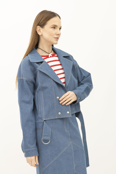 Куртка денім світло блакитного кольору укорочена Адагер 1