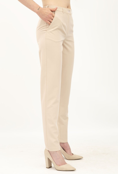 Жіночі штани завужені з костюмної тканини бежеві Фіоре 03