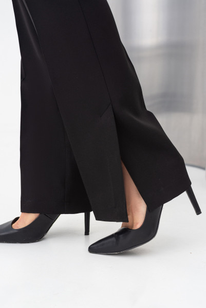 Чорні жіночі класичні брюки зі шліцею Агріна