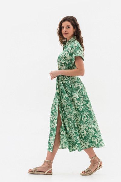 Лляна сукня довжини міді зеленого кольору Ексанта Лляна сукня довжини міді зеленого кольору Ексанта