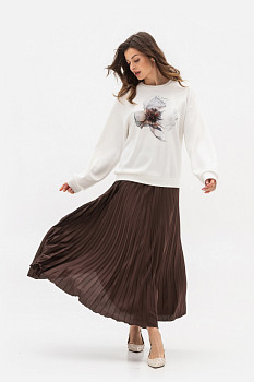Спідниця гофре коричневого кольору Теріл 008